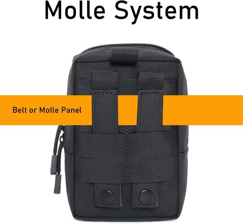 Molle Pouches, Tactical Pouch, Nylon EDC Pouch with MOLLE Compatibility, Military Carry Accessory Belt Hanging Waist Bag Black