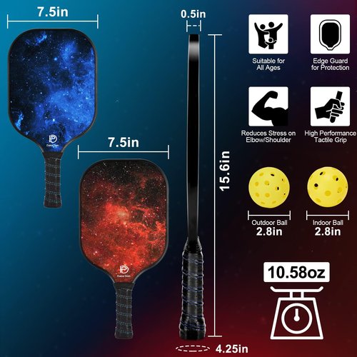 DULCE DOM Pickleball Paddles, USAPA Approved Set with 4 Premium Wood Balls and Bag, Rackets Gifts for Beginners & Pros, Women Men