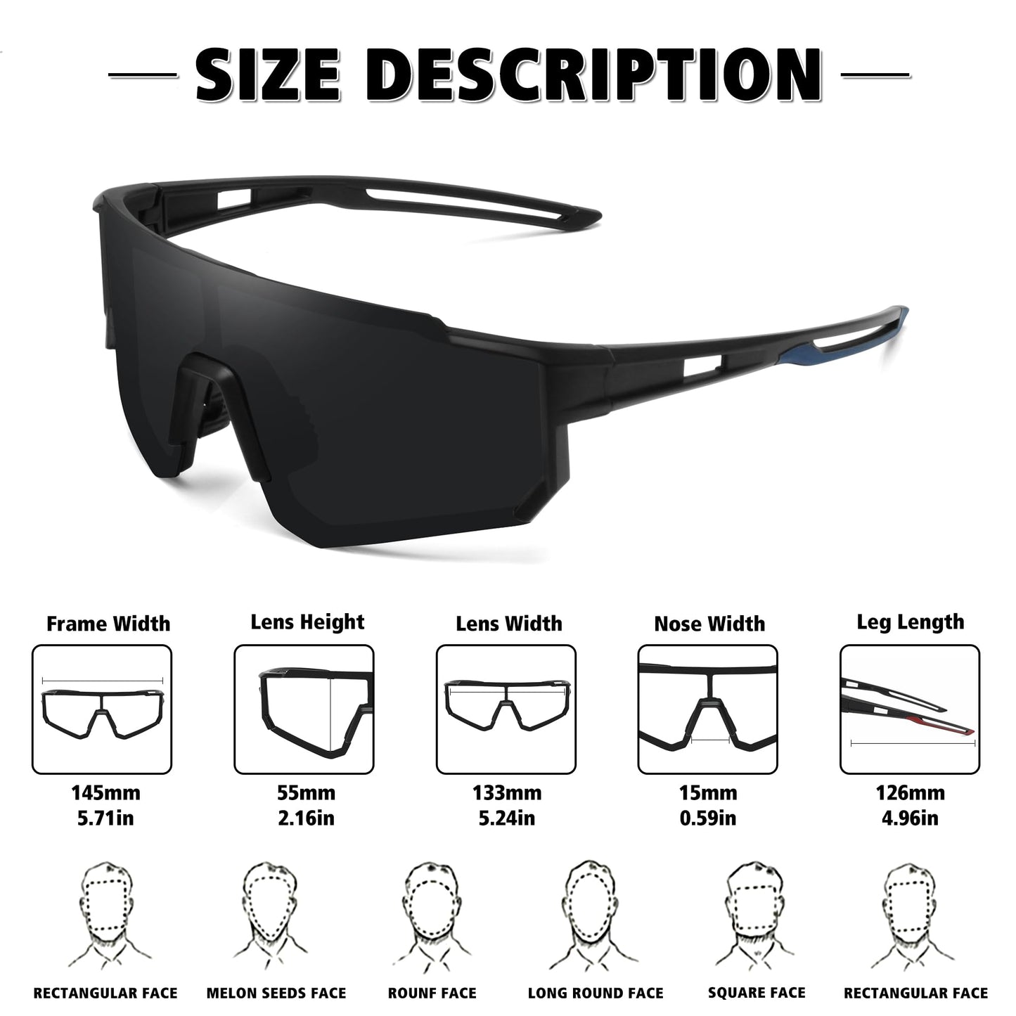 STORYCOAST Sports Running Sunglasses for Men Women Cycling Driving Fishing Bike Sunglasses Polarized UV400 Protection 2Pack Black/Gray+Black/Gray