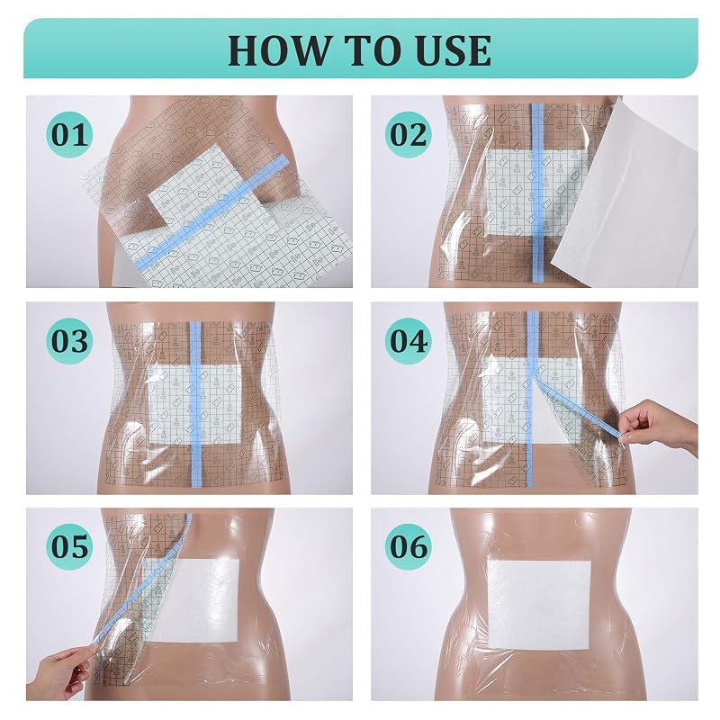 Sibba 10” x 12” Wound Shower Cover Shields – 30 Pcs Transparent Waterproof Ostomy Bag Protectors
