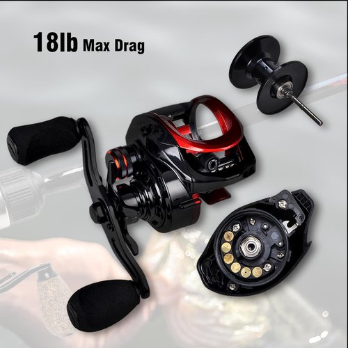 Fiblink Baitcasting Fishing Rod and Reel Combo, 4-Piece Portable Travel Casting Rod, Baitcasting Combo (7' Rod & Right Handed Reel Combo)
