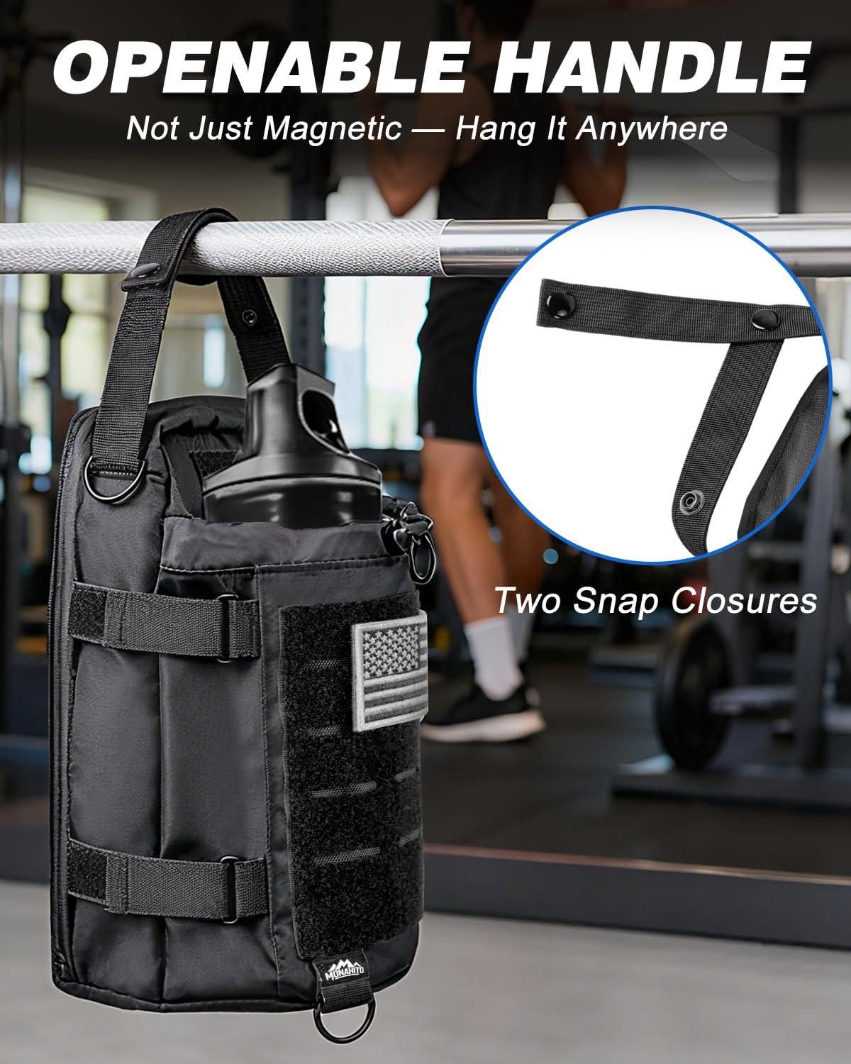 MONAHITO Magnetic Gym Bag for Men - Water Bottle Carrier Holder Bag