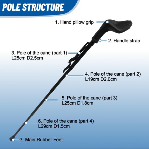 Trekking Poles with Hand Pillow Grip, 2 Pack Collapsible Hiking Poles for Adults & Seniors, Foldable Walking Sticks for Camping & Travel, Anti-Shock Aluminum Alloy with Carry Bag