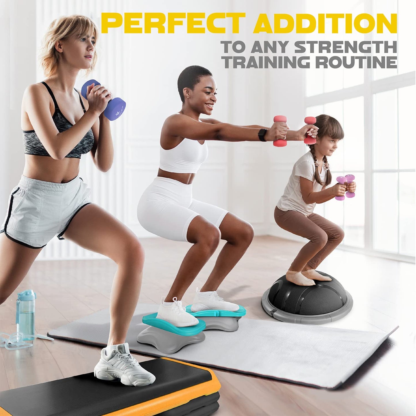 Yes4All Neoprene Coated Dumbbell Hand Weight Sets of 2 - Multiple Weight Options with 15 Colors, Anti-roll, Anti-Slip, Hexagon Shape, Yellow, 4 lb Pair