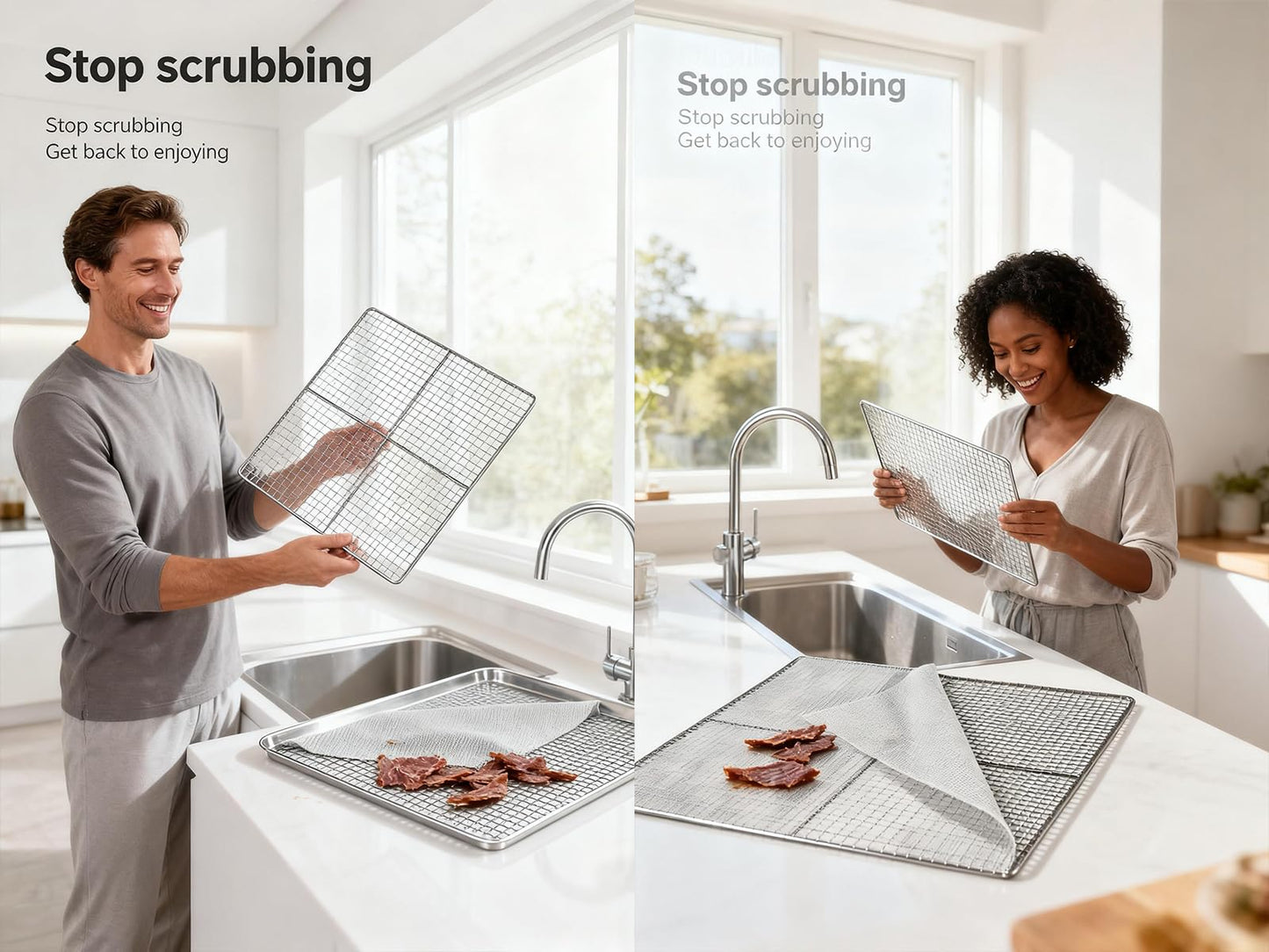 Kispog Silicone Dehydrator Sheets for Excalibur: Stop Dried Food Sticking to Tray - Save 60 Minutes Cleaning - Easy Lift-Off & Intact Food - BPA-Free Tray Liners for Fruit Jerky Herbs - 14x14 10-Pack