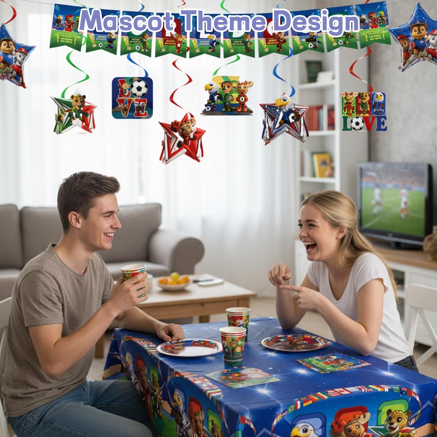 MIRJXB World Cup 2026 Merchandise, Party Supplies Set for World Cup 2026 Celebrations, Includes Banner, Balloons, Cake Toppers, Tableware with Plates, Cups, Napkins and Tablecloth