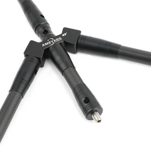AMEYXGS Archery Bow Stabilizer Set 4/5/10/12/28/30 inch 3k Carbon Bow Balance Bar with Stabilizer Rubber and Weights for Recurve Bow and Compound Bow (45° V bar, Black, 1x 30 inch,2X 12inch,1x 5inch)