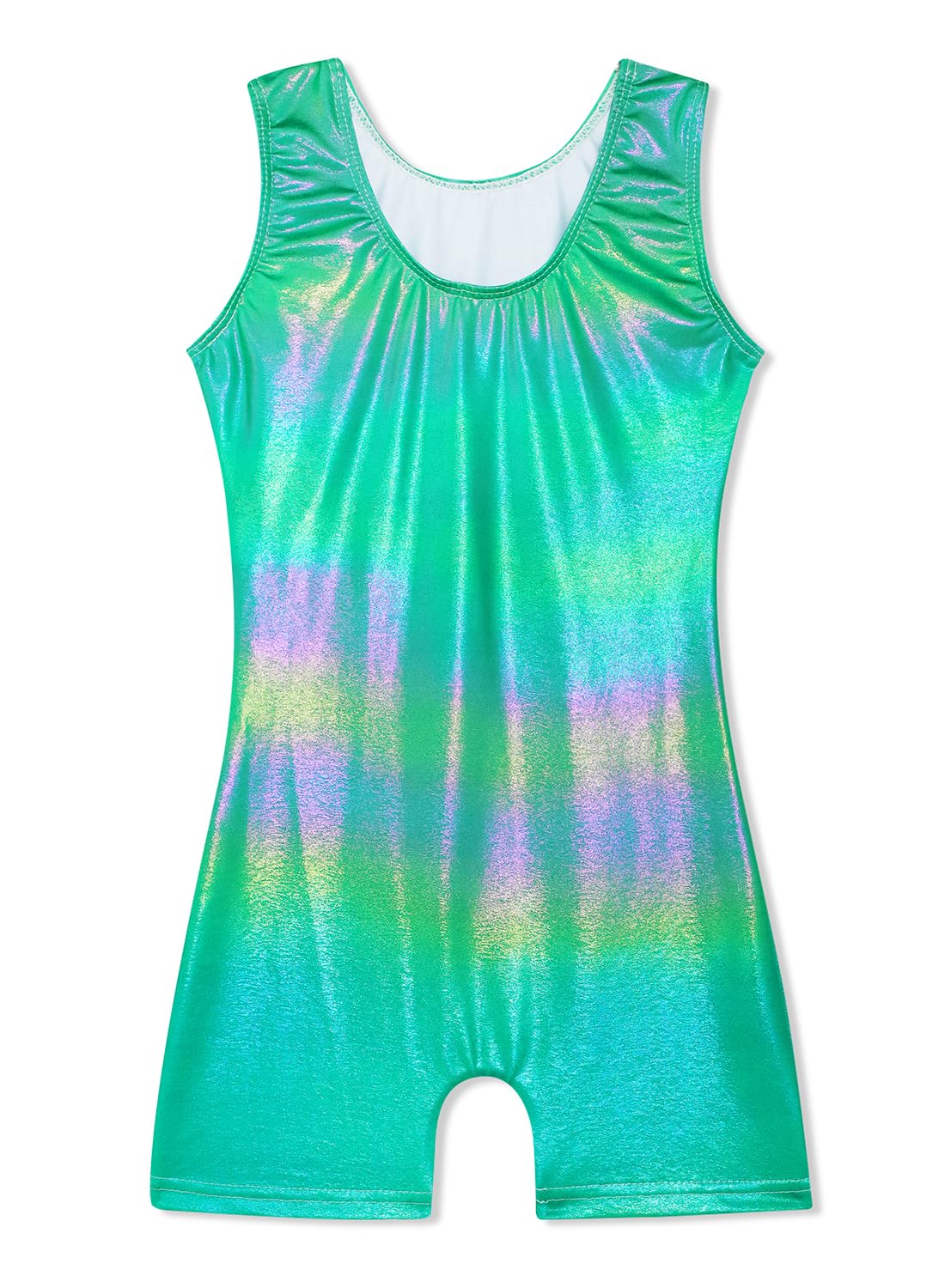HOZIY Gymnastics Leotards with Shorts for Girls Toddlers 1t 2t 12 18 24 Months Little Girl Biketards Unitards Dance Outfits Solid Colors Green Sparkly Colorful