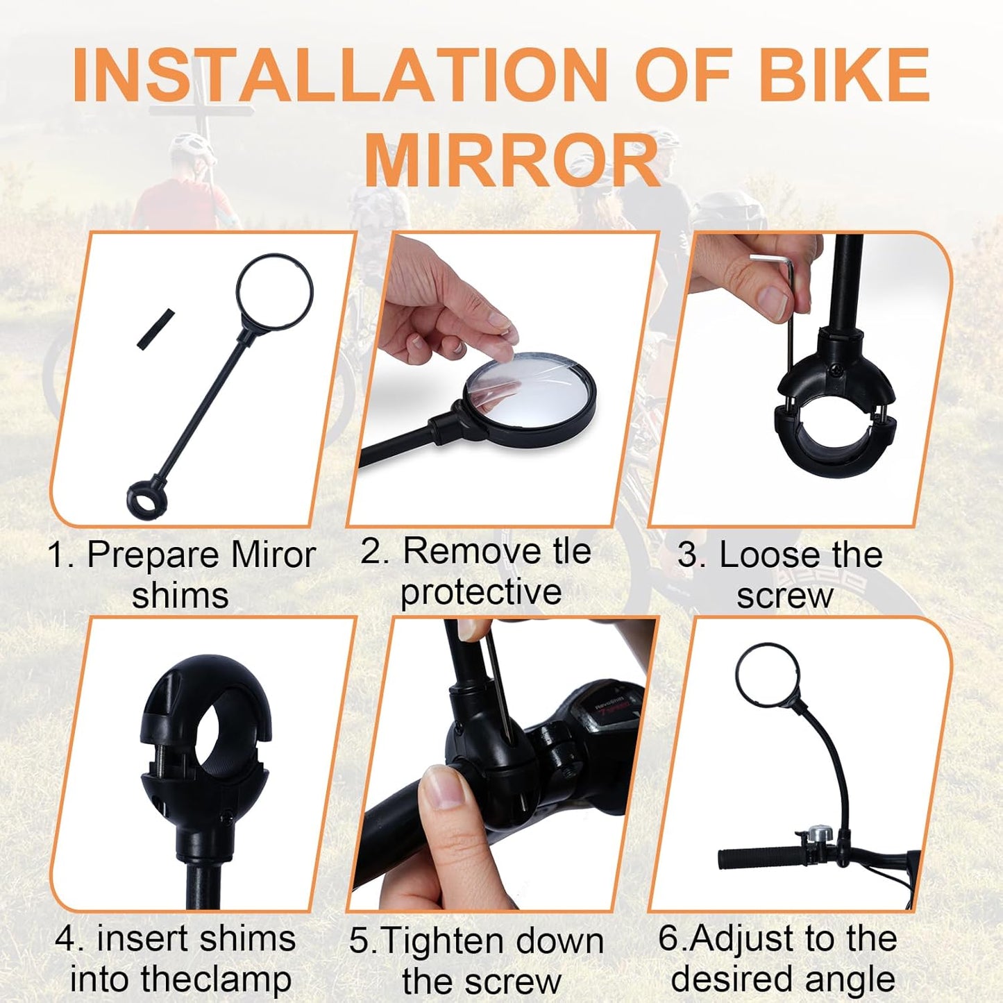 2 Pack Bicycle Mirror for Handlebars – Adjustable Bike Mirror Handlebar Mount, Wide Field of View for Safe Cycling, Easy Installation, Vibration-Free (Black-round)