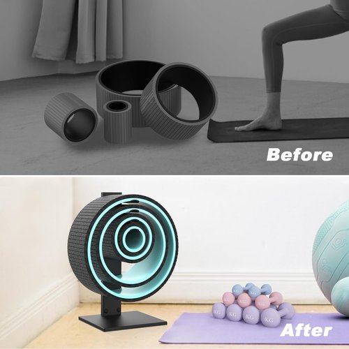 TOPHDY Yoga Wheel Rack - Metal Wall Mount Storage for Back Roller Wheel, Fit 4 Size Yoga Wheel for Back Pain & Stretching As Yoga Room/Home Gym Decor (Not Included Yoga Wheel)