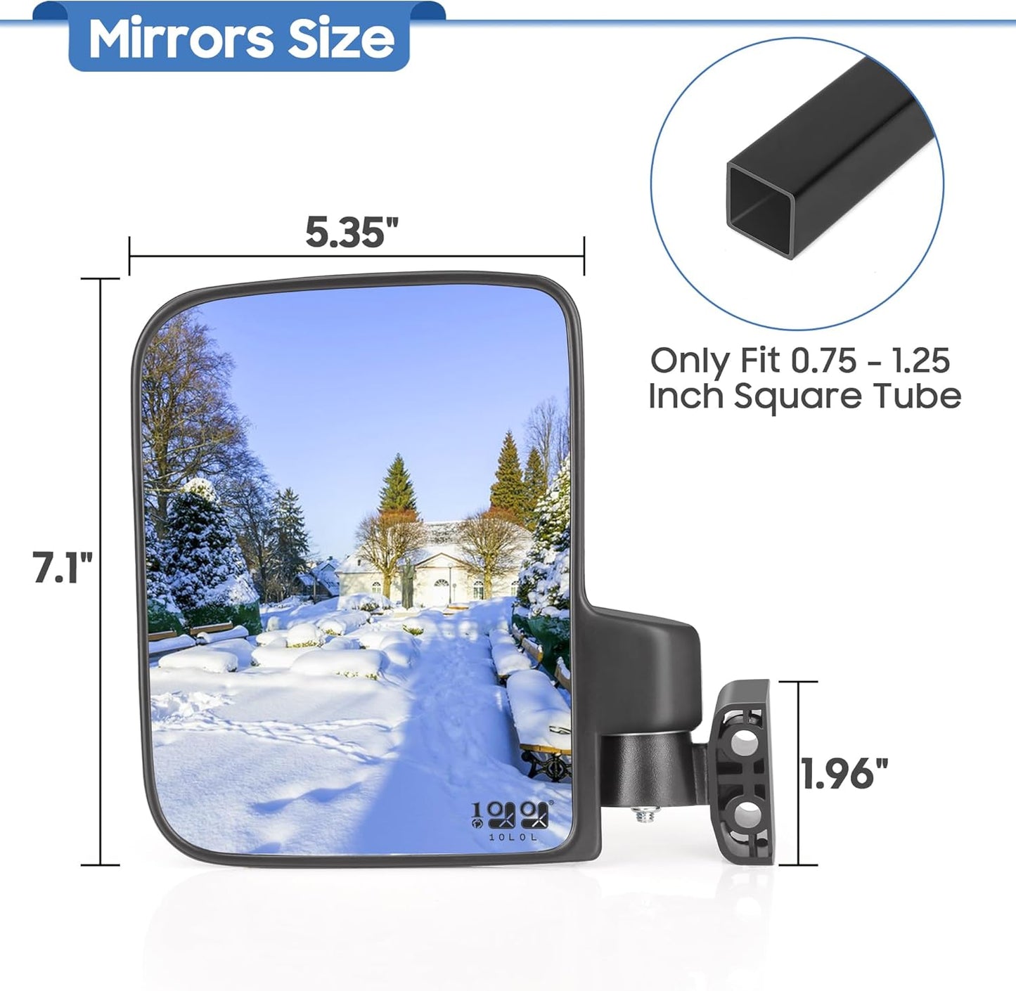 10L0L Golf Cart Mirrors, No Drilling 180 Degree Rotation & Foldable-HD Shatterproof Glass Mirrors for Golf Cart Club Car EZGO and Other, No Drilling Side Mirror & Rear View Mirror Kit