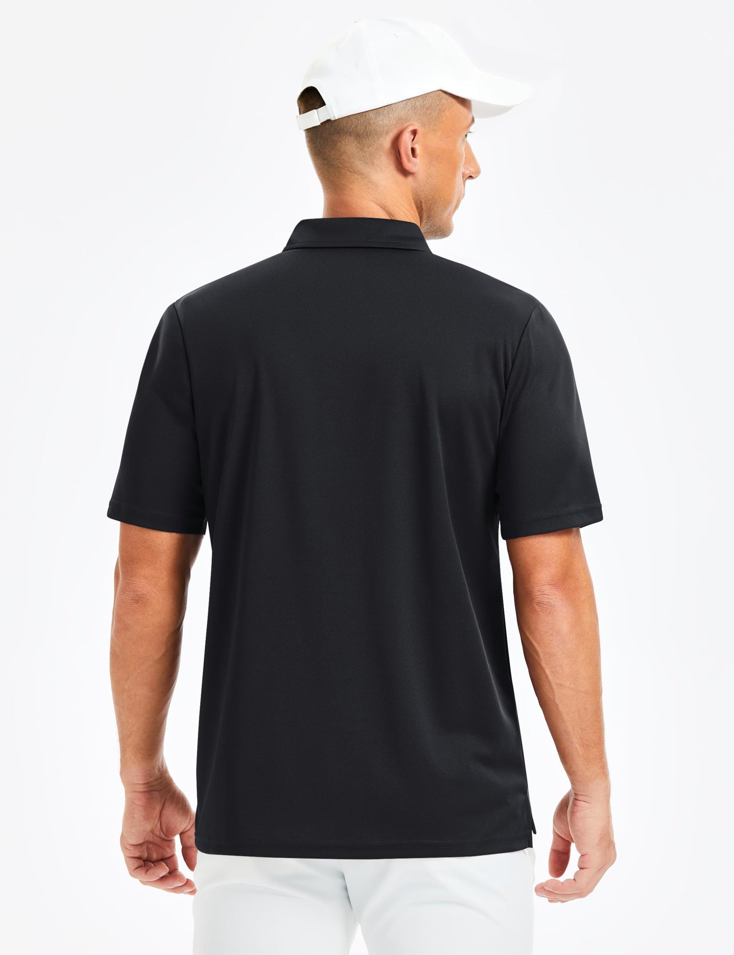 Cavva Mens Short Sleeve Polo Shirts Performance Short Sleeve Lightweight Quick Dry Moisture Wicking Golf Work Black XL