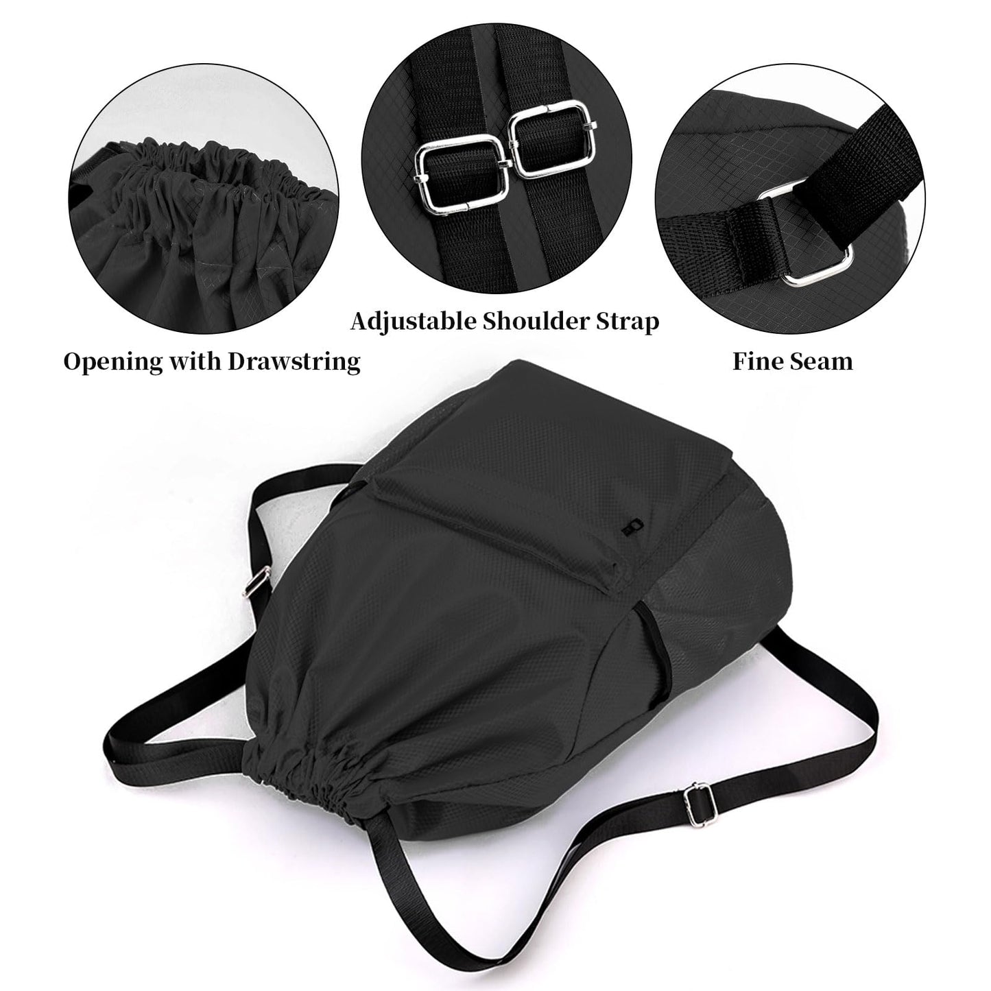 ZAYOKO Drawstring Backpack Waterproof Gym String Bag for Women Men, Pull String Sport Soccer Basketball Bags