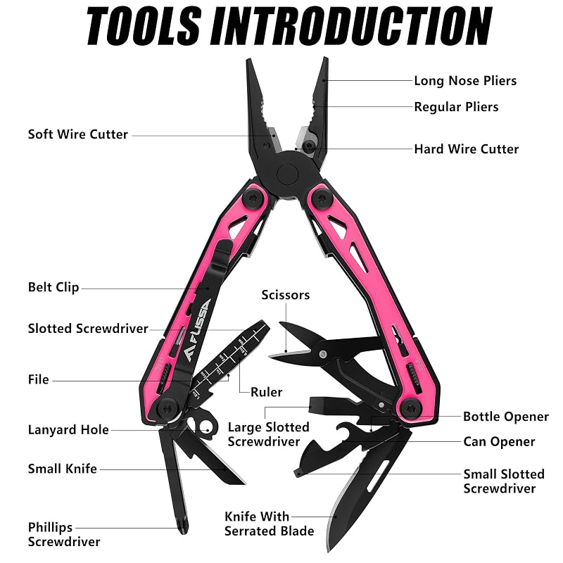 FLISSA 16-in-1 Multi-Tool Pliers EDC Multipurpose Tool Pink - Variation of THIS listing