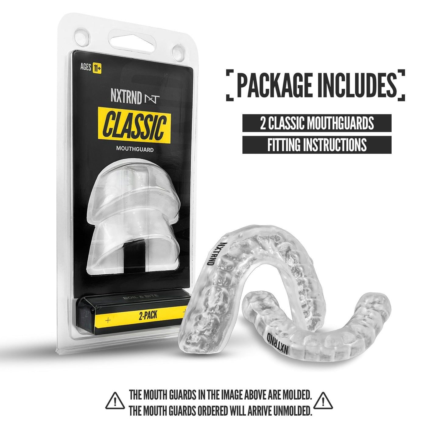 2 Pack Nxtrnd Classic Mouth Guard for All Sports (Transparent)