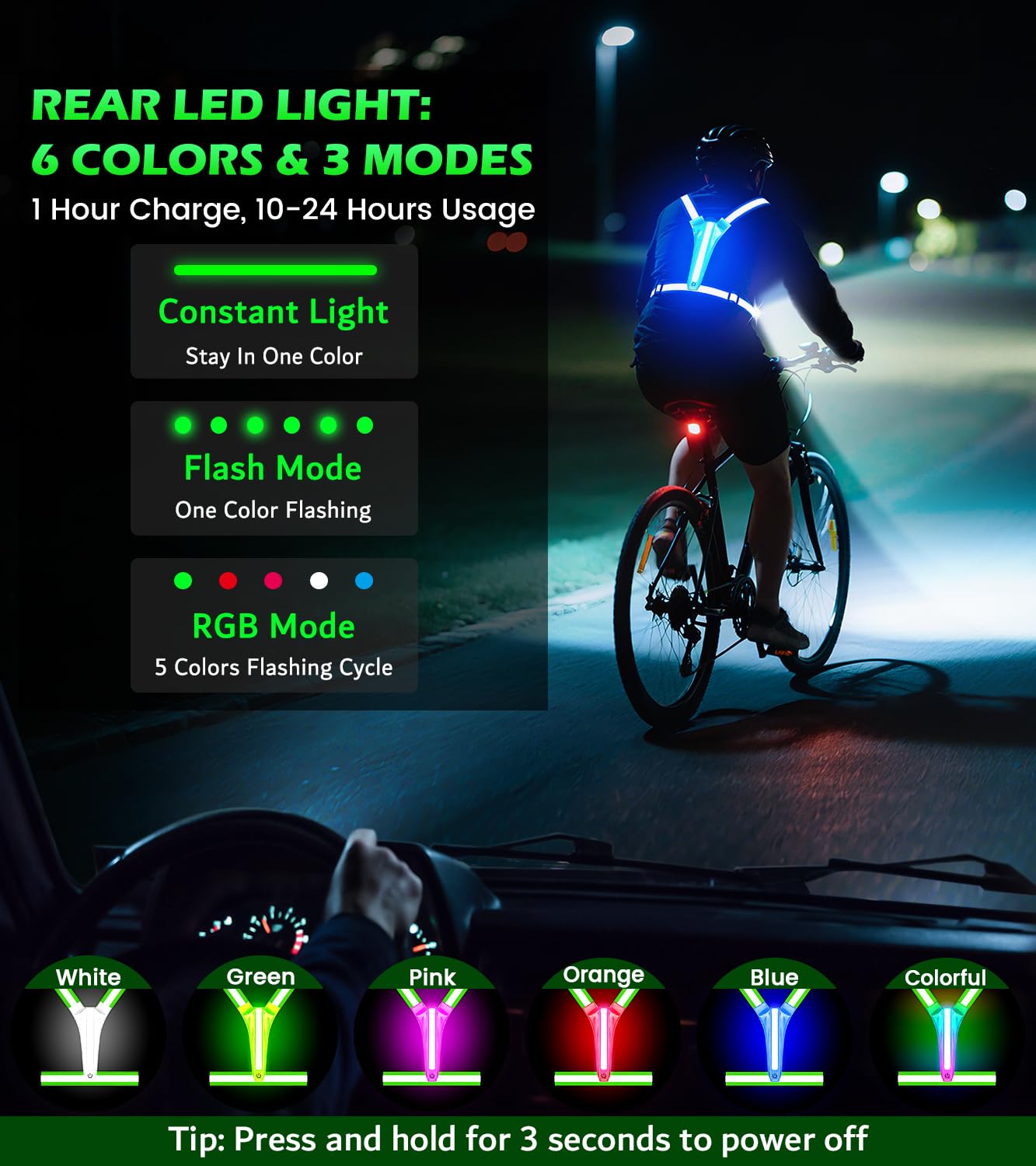 Hoeraonr Running Lights for Runners,90°Adjustable LED Reflective Vest Running Gear,Rechargeable Chest Light Up Running Vest Night Walking Safety Gear for Night Walking/Cycling/Jogging (Blue)