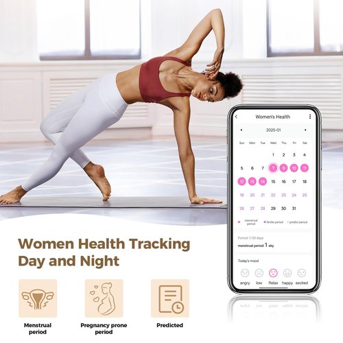 Hugrow Smart Ring for Men & Women, Wellness & Fitness Tracker with Sleep/Step/Heart Rate/Blood Oxygen/Calorie Counter, IP68 Waterproof Wearable Ring for iOS Android Silver (Silver, 8)