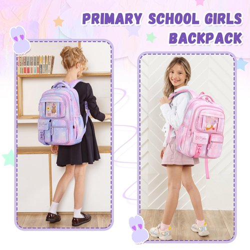PIG PIG GIRL Kids Backpack for Girls - Middle School & Elementary School - Kawaii Ita Backpack - Purple
