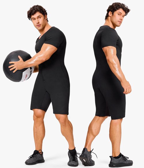 Junlan Sauna Suit for Men Full Body Waist Trainer Sauna Shirt for Working Out(Blue,3X-Large)