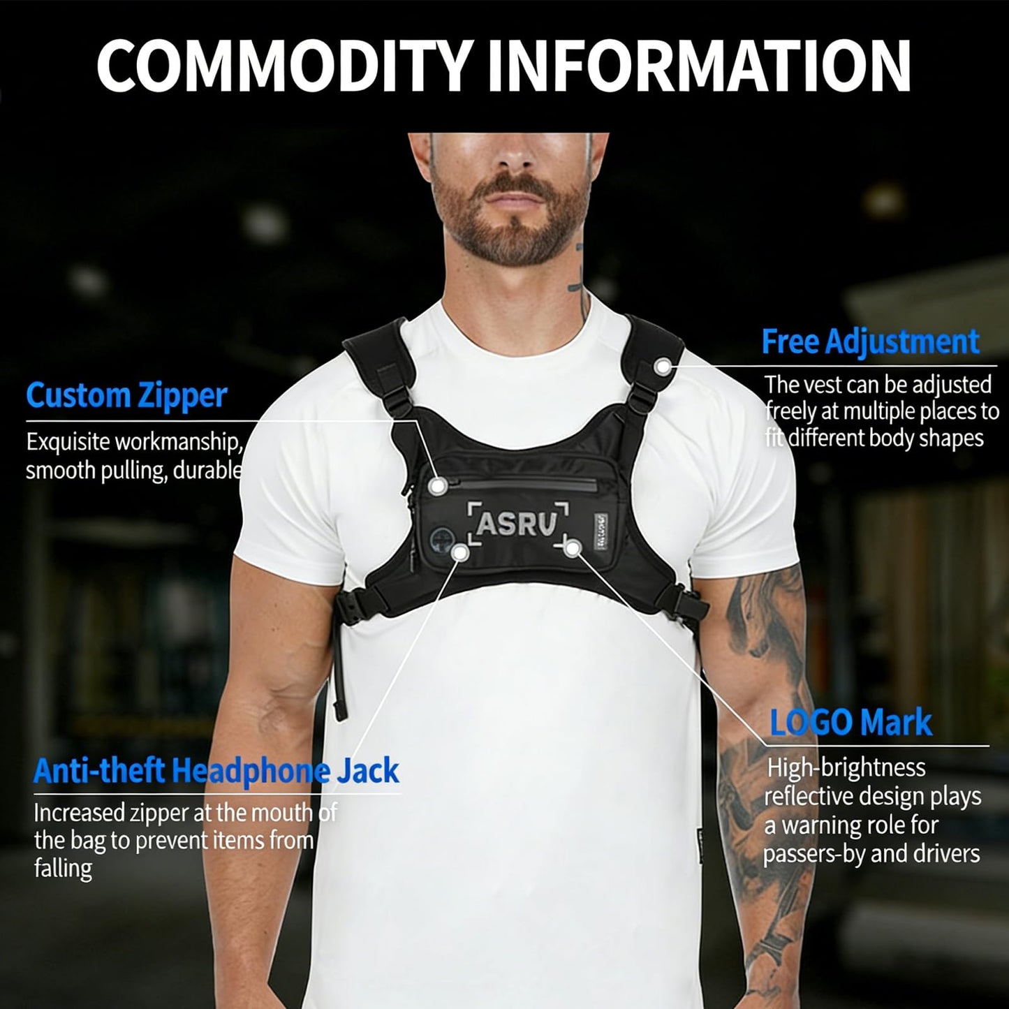 mumisuto Water Resistant Running Vest Chest Pack, Sports Chest Bag for Men Women, Running Vest Bag With Built-In Phone Holder & Extra Storage & Reflective Detail for Workouts, Running, Cycling