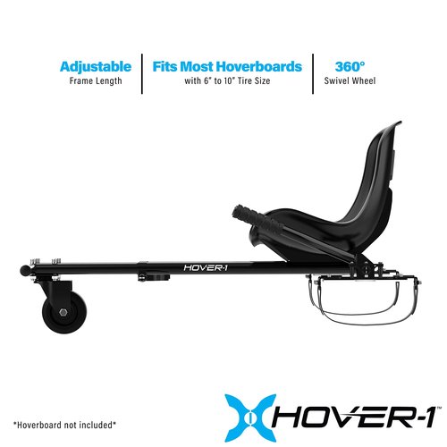 Hover-1 Buggy Hoverboard Attachment Compatible with Most 6.5" & 8" Electric Hoverboards, Hand-Operated Rear Wheel Control, Adjustable Frame & Straps, Easy Assembly & Install Hoverboard Go Kart