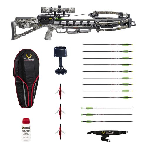 TenPoint Turbo X Crossbow Bundle, Vektra - 415 FPS - Includes 100-Yard RangeMaster 100 Scope, ACUslide Crank Cocking & Safe De-Cocking System, Accessory Kit & Narrow Soft Case