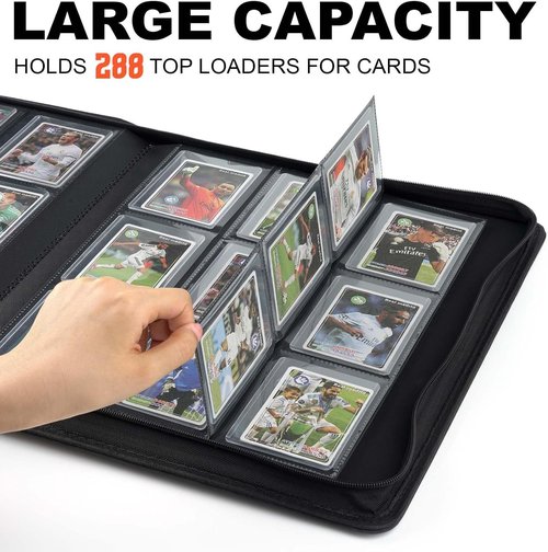 Toploader Binder, 9-Pocket Pages Sleeves Hold up 288 Cards, Toploader Hard Cases,Toploader Card Binder for MTG, TCG, Sport Card, Game Cards, Durable Sleeves for Storage & Display(Black)