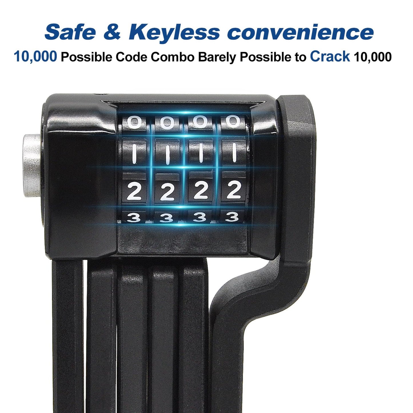 NDakter Folding Bike Lock, Keyless Compact 4 Digit Combination Bike Lock Heavy Duty Anti Theft, 3Ft Security Resettable Bike Foldable Locks for Bicycle, Electric Bike, Escooter