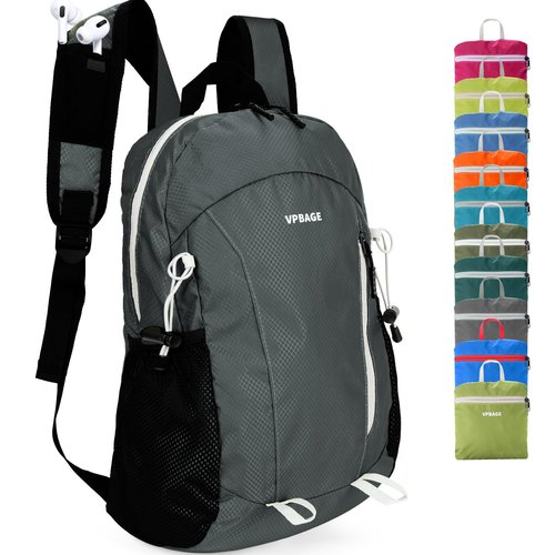 VPBAGE 15L Water-resistant Hiking Daypack, Small Backpack Travel Outdoor, Lightweight Day Pack with Tool Loops