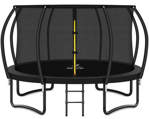 JELENS Trampoline 8FT 10FT 12FT 14FT 16FT, Recreational Trampolines with Enclosure Net and Ladder, Outdoor Anti-Rust Trampolines for Kids and Adults, ASTM (Dark Black, 14FT)