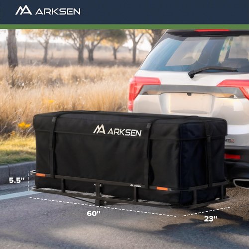 ARKSEN 60 x 23 x 5.5 Inch Folding Hitch Cargo Carrier,500 Lbs Capacity Heavy Duty 2 Inch Receiver Luggage Basket for SUV, Pickup Truck, Camping & Travel
