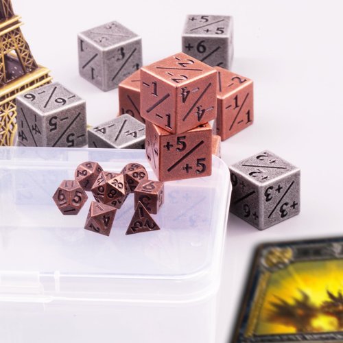 31 PCS Metal MTG Dice Counter Set, Magic Dice Counter, -1/+1 Counter 6-Sided Dice Set with Mini Role Playing Dice Set for MTG, Dungeons and Dragon, TCG, Tabletop Card Game Accessories