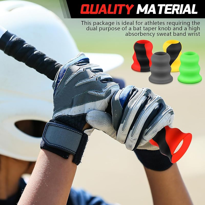 Gemscream Bat Grip Choke Up Rings with 8 Variation: Multicolor – Includes 2 Wrist Sweatbands