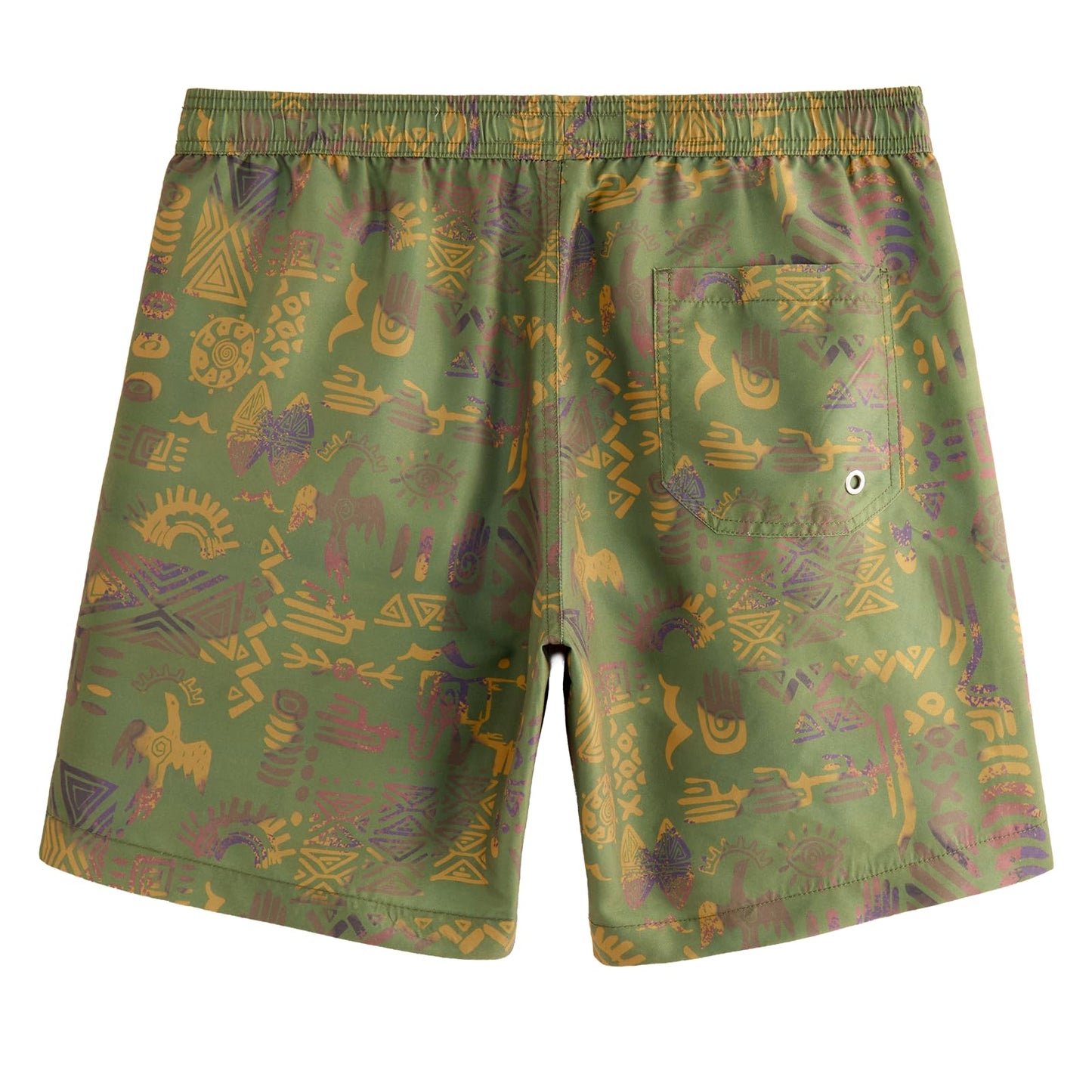 maamgic Mens Swim Trunks Quick Dry Swim Shorts with Mesh Lining Funny Swimwear Bathing Suits 7inch Folk Patterns Green XX-Large