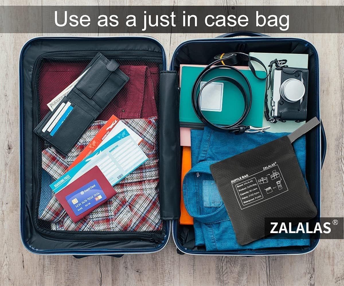 ZALALAS Foldable Duffle Bag, 96L Extra Large Travel Duffel bag Lightweight Weekender Bag for Men Women Water-proof & Tear Resistant,Black
