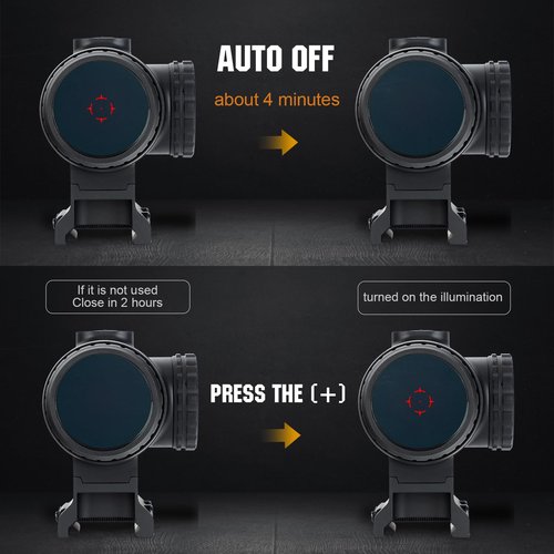 ohhunt 1X Prism Scope 2 MOA Circle Dot Red Green Retical Sight Three Style Mount Low Profile Absolute Co-Witness Lower 1/3 Co-Witness