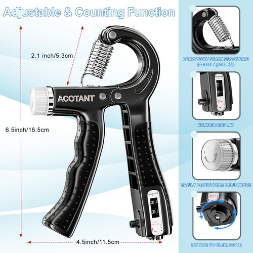 Acotant Grip Strength Trainer(5 Pack) with Finger Exerciser, Hand Grip Strengthener, Finger Stretcher,Grip Ring & Stress Relief Ball for Muscle Building and Injury Recover with Carry Bag