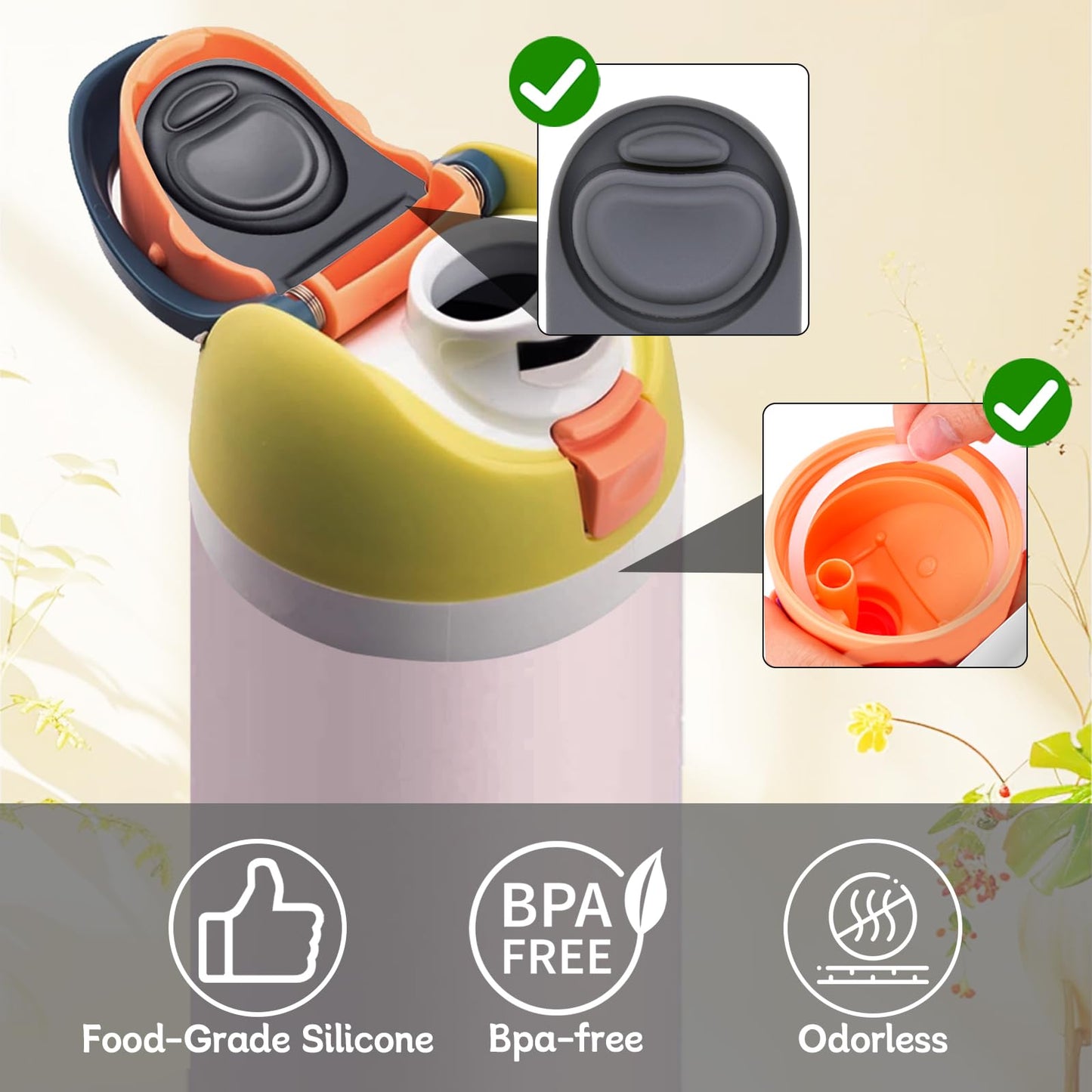 BMSQOFD 3 Sets Replacement Stopper and O Ring Gasket Compatible with Owala FreeSip 24oz 32oz,Water Bottle Lid Insert Cap Rubber Seal Parts for Owala 16/19/24/32/40oz Mouth Piece Accessories