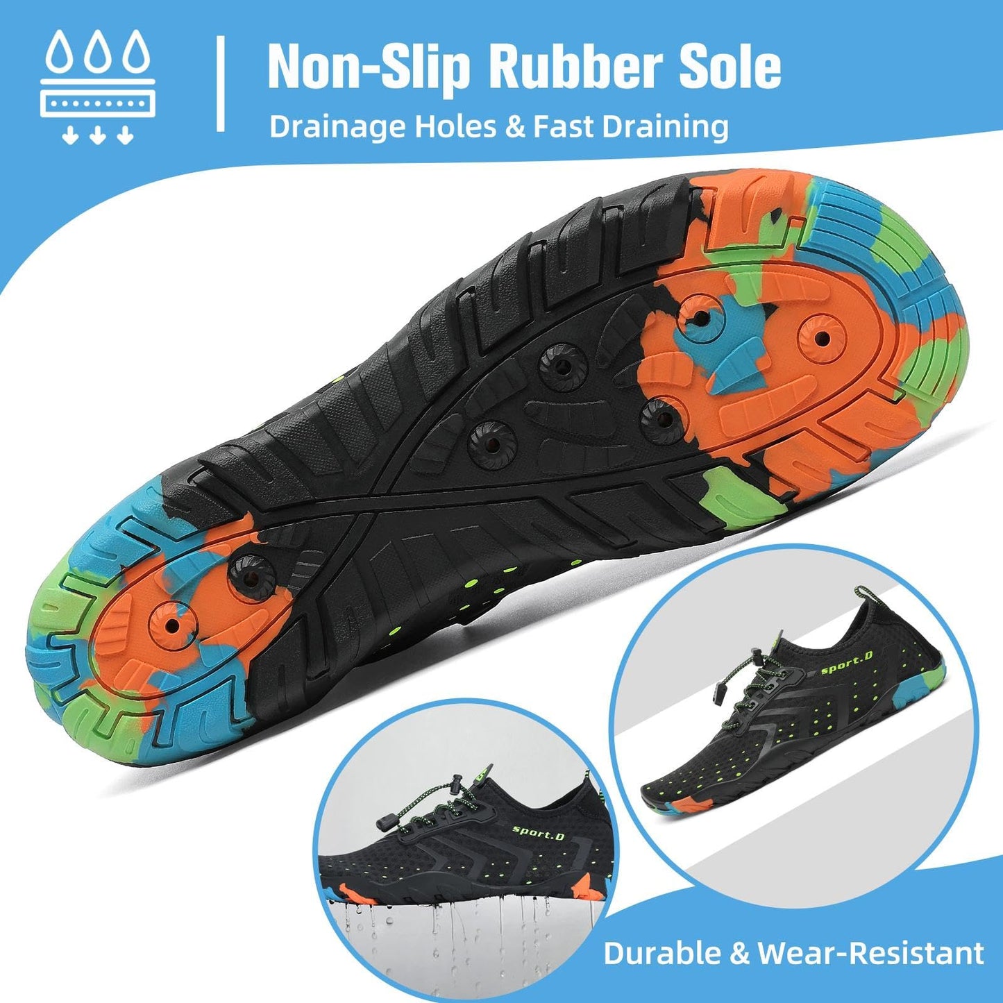 Mishansha Water Shoes for Women Men, Quick-Dry Barefoot Swim Shoes with Drainage Holes, Lightweight Aqua Shoe for Beach Pool River Boating Yoga Walking