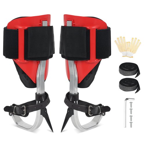 YCBTREE Professional Tree Climbing Spikes Kit - Upgrade Adjustable Climbing Step Gear, for Tree Fruit Picking Climbers, Logging, Hunting Observation (Red)