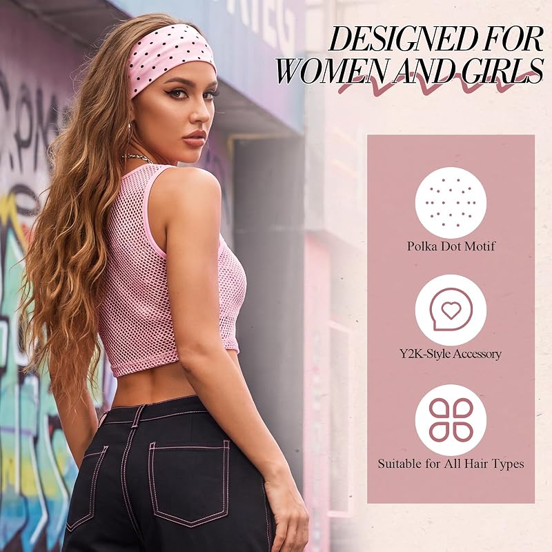 Needbrock 5 Pack Polka Dot Hair Bands - Women’s Stretch Headbands (Variation: Polka Dot)