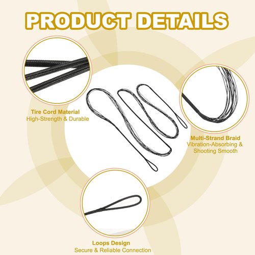 PATIKIL 56 Inch Bow String Replacement, Archery Bowstrings Accessories 12 Strands Bowstring with Finger Guard & 2 Brass Nock Points for Traditional Recurve Longbow, Black