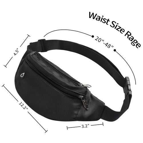 Frenou Fanny Pack For Women And Man Crossbody Bag Cross body Bag With Adjustable Strap For Travel Running Hiking Walking Workout Black