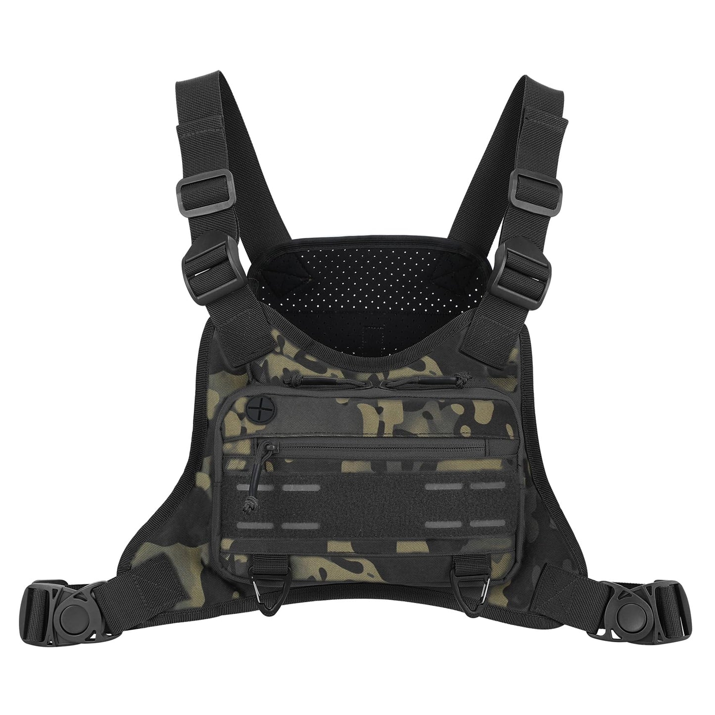 CamGo Tactical Outdoor Sports Chest Bag for Men, Molle EDC Vest Chest Pack for Sports Running Hiking Workout Black CP