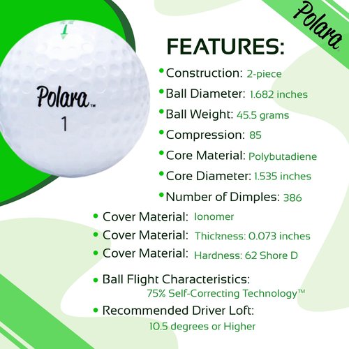 Polara Golf Ultimate Straight Self-Correcting Golf Balls ??Soft Feel, Anti-Slice & Hook Correction, Exceeds USGA Limits, Dimple Pattern, High-Performance Balls for Men & Women ??1 Dozen White