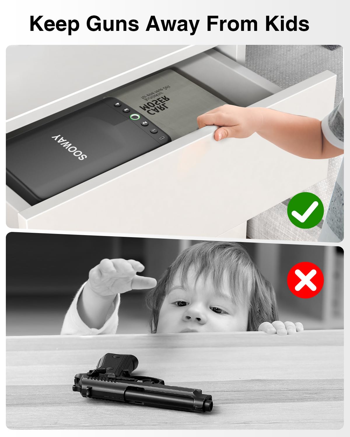 Gun Safe, Small Pistol Safe Biometric Gun Safe for Handgun, Portable Fingerprint Quick Access Gun Lock Box for Car Travel Nightstand Bedside