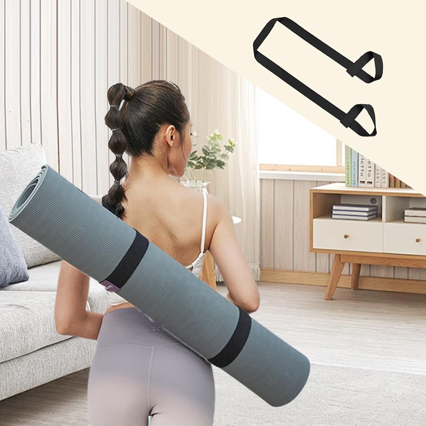 2 Pcs Yoga Mat Strap, 59 X 1.5 Inch Adjustable Yoga Mat Holder Carrying Strap for All Size, Black (Yoga Mat Not Included)