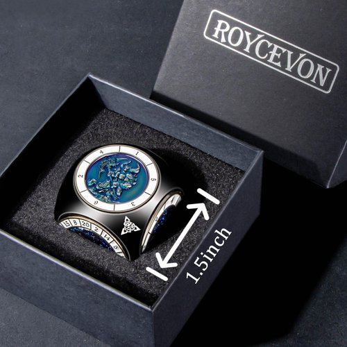 Roycevon 7 in 1 Spinner DND Dice Set D&D, Metal D and D Dragon Dice with Gift Box, Role Playing Dice, Black Blue