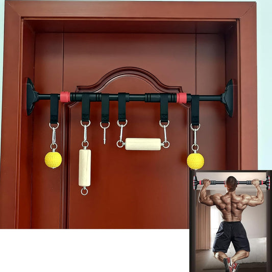 2 Pull Up Grips and 2 Balls,with Doorway Pull Up Bar Sets，Multi-Use NO Need Punch Adjustable Fits 24 to 36 inch Door Frames,Rock Climbing Holds Training,Finger Strengthener，Ninja Warrior