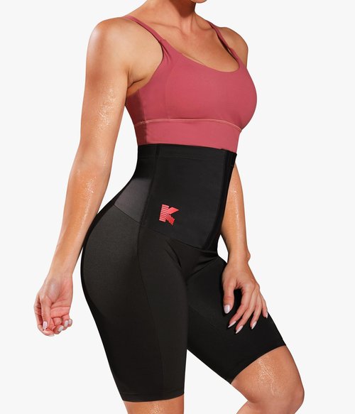 KUMAYES Sauna Sweat Pants for Women High Waist Slimming Shorts Compression Thermo Workout Exercise Body Shaper Thighs Black